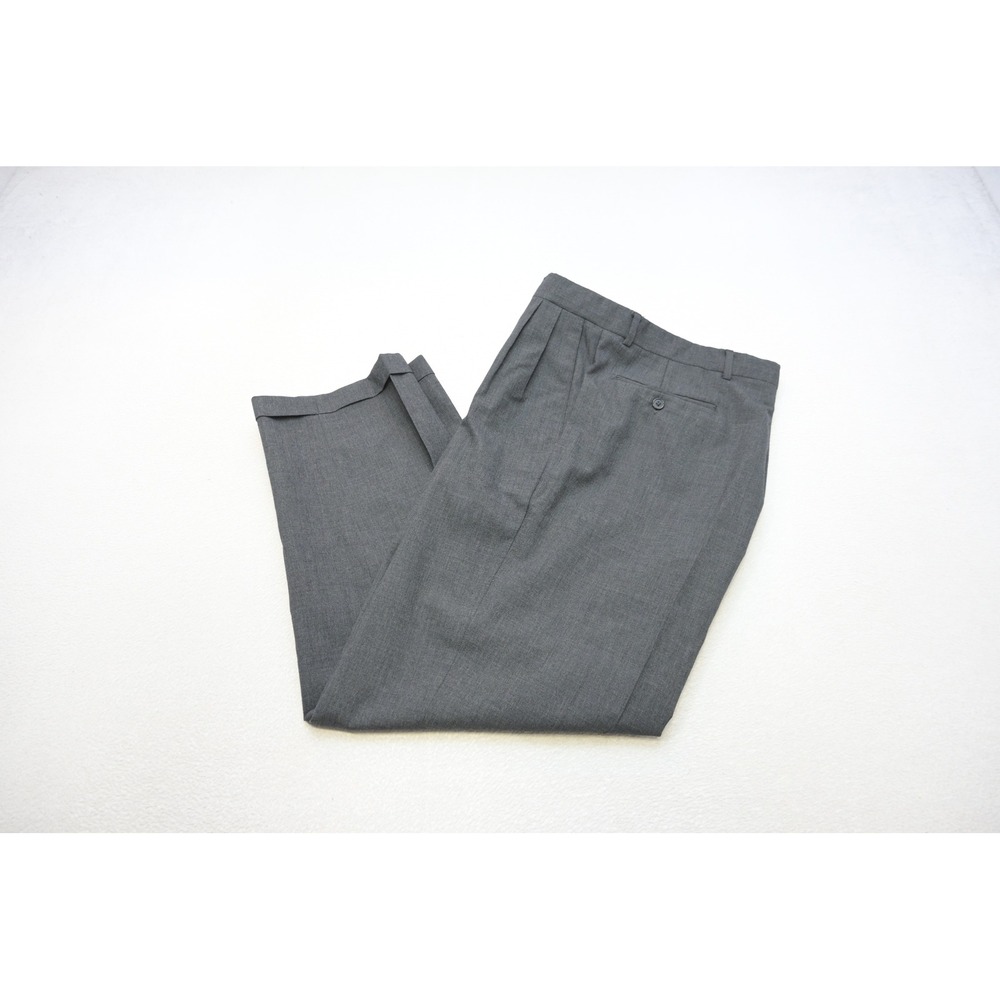 Monsieur Givenchy Dress Pants Mens 35x30 Gray Pleated Cuffed Trousers Excellent